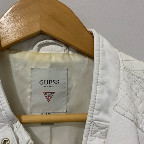 White Guess Faux Leather Jacket - Picture 3 of 4